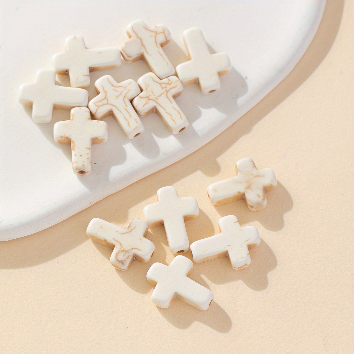12 Vintage White Turquoise Cross Beaded Bracelet Necklace Jewelry Additions