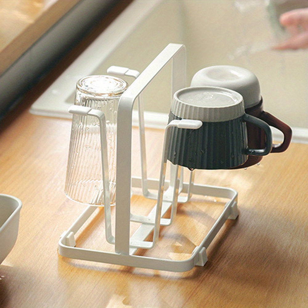 1pc Inverted Cup Holder Rack With Drip Tray For Tea Mug, Glass Cup