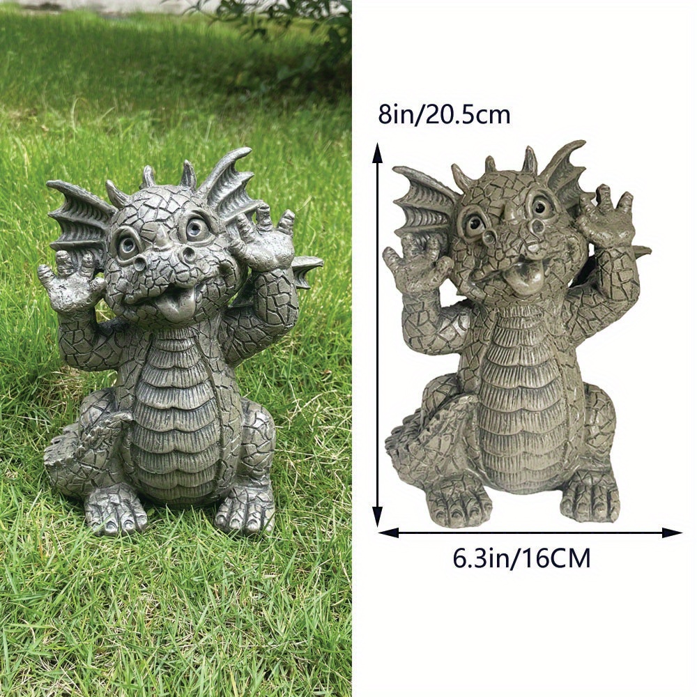 Decorative Meditation Dragon Garden Statue Resin Funny Temu