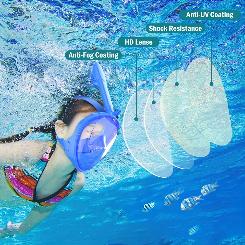 Full Face Snorkel Mask With Detachable Camera Mount, Wide View Anti-fog ...