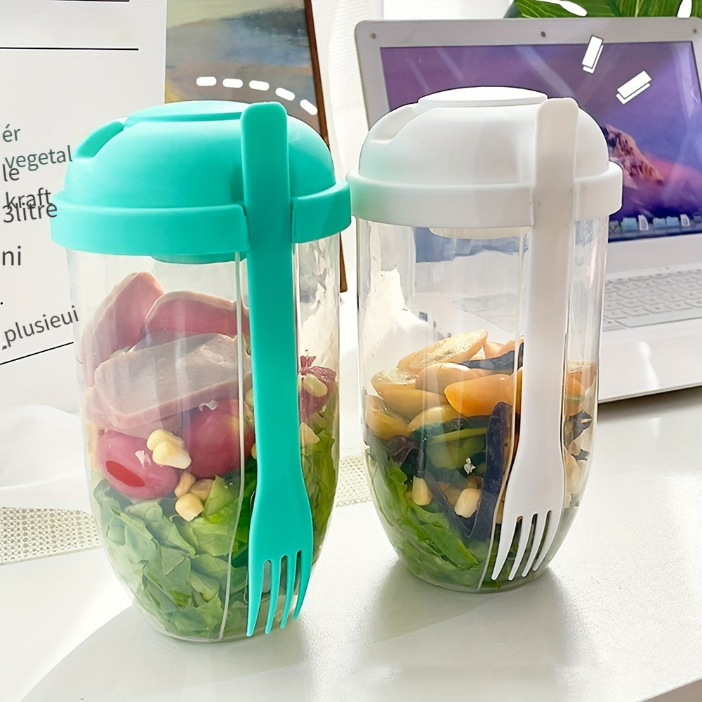 1pc Keep Fit Salad Meal Shaker Cup Con Tenedor Y Soporte Para