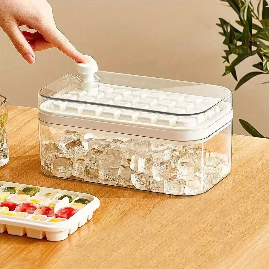 Xianrenge Ice Cube Tray With Lid And Bin - Silicone Ice Tray For
