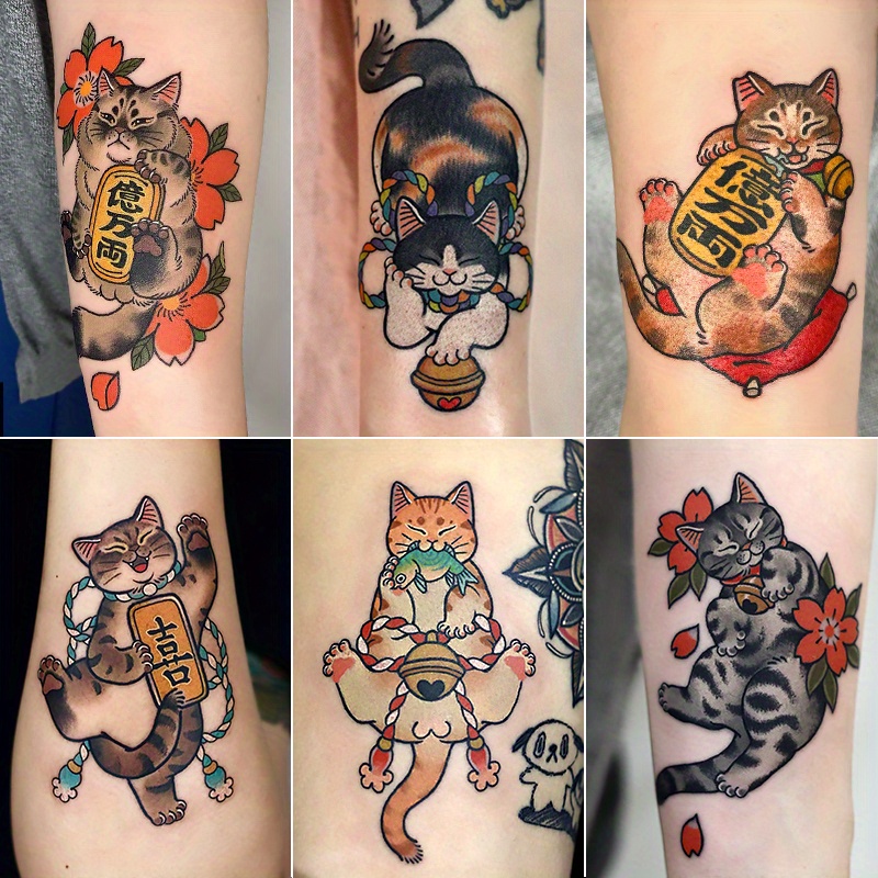 Chinese lucky on sale cat tattoo