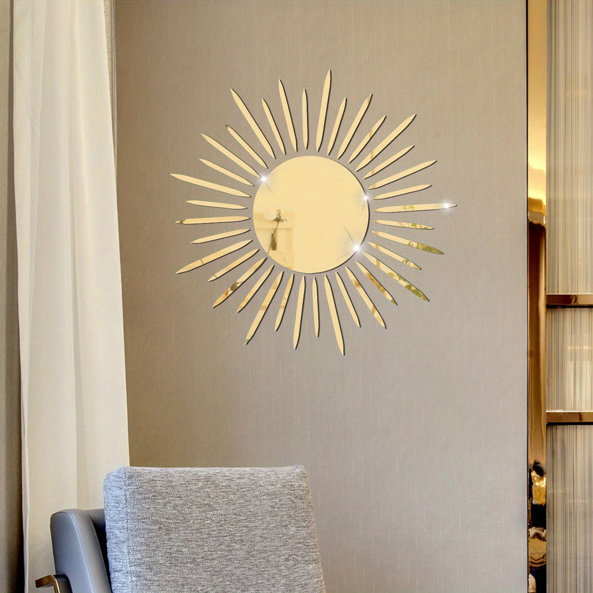 Golden Acrylic Mirror Wall Sticker Self Adhesive Mirror - Temu