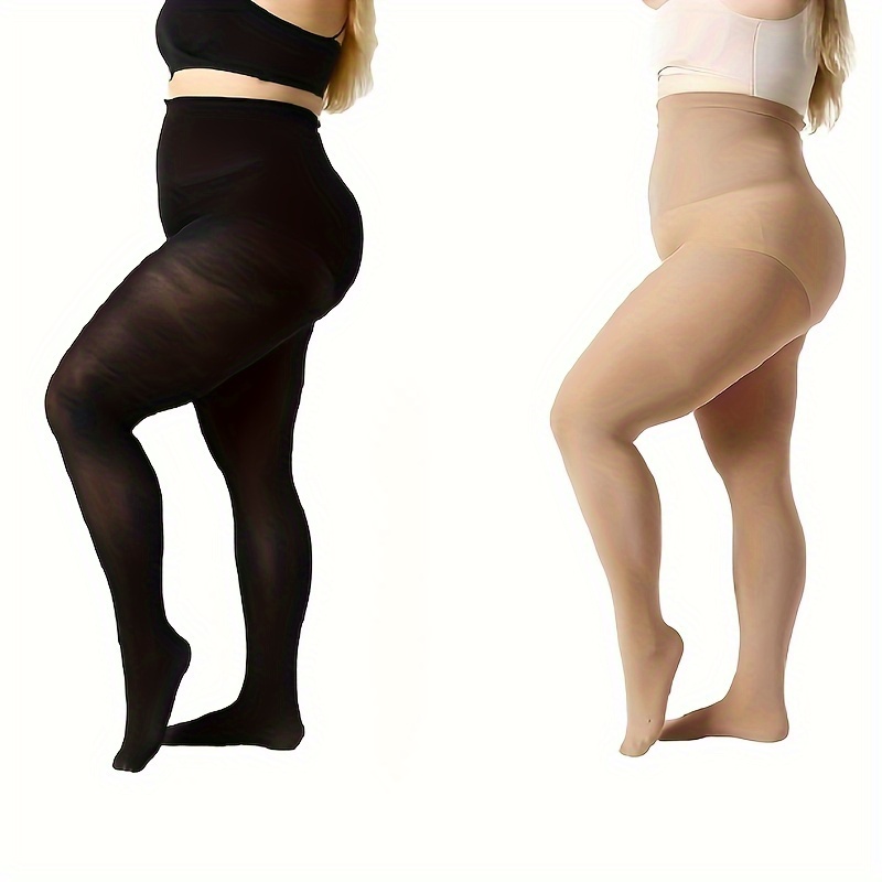 2 Pairs Plus Size Tights Control Top Pantyhose High Waist for Women Queen  Size Tights Plus Size Pantyhose Women