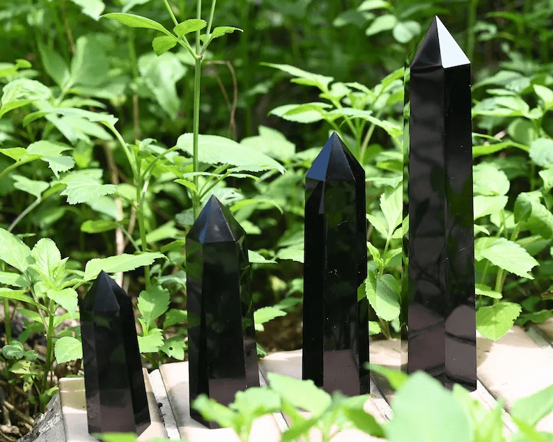 Black Obsidian Crystal Tower Pillar