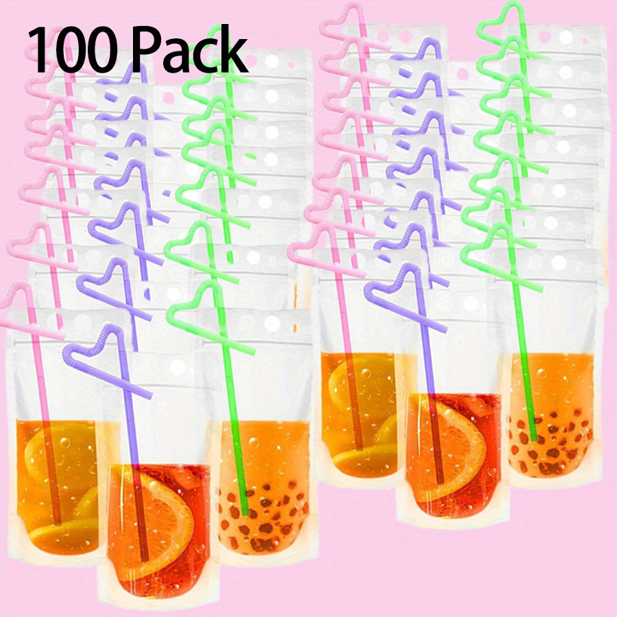 Drink Pouches With 50/100 Straw Holes, Freezable Juice Pouches, Translucent  Reclosable Zipper Plastic Pouches Drink Bags For Cold & Hot Drinks For  Adults And Teens - Temu