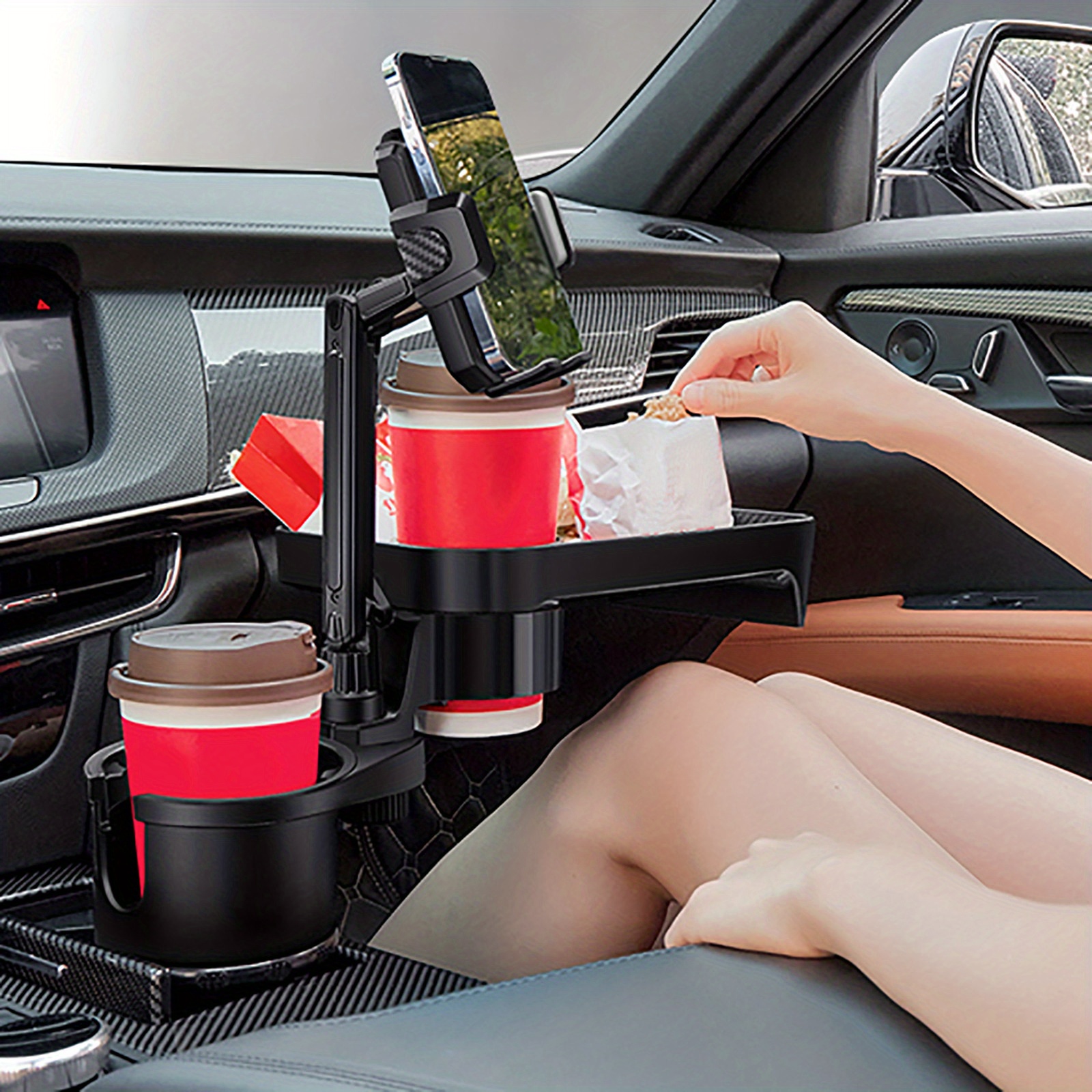 ME Getränkehalter Expander für Auto | Getränkehalter Erweiterung mit  Handy-Ständer - Becherhalter Erweiterung 2 in 1 Ausziehbare Handyhalterung