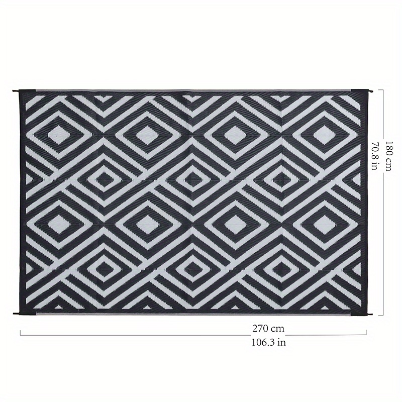 Waterproof Outdoor Camping Rug - Reversible, Black and White
