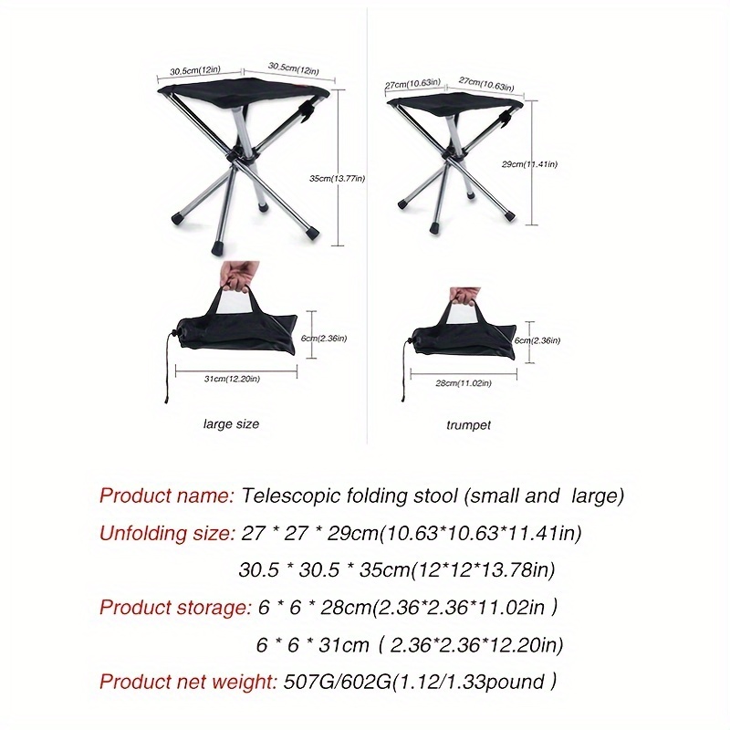 1pc Telescopic Folding Stool Portable Stainless Steel Stool For Outdoor  Camping Fishing - Sports & Outdoors - Temu