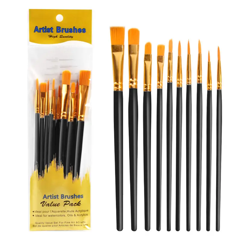 Brush Set, 10 Acrylic Brushes, Oil Painting Watercolor Acrylic