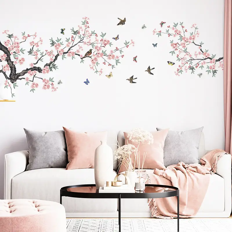 Inkjet ink flower and bird wall stickers glass stickers home interior