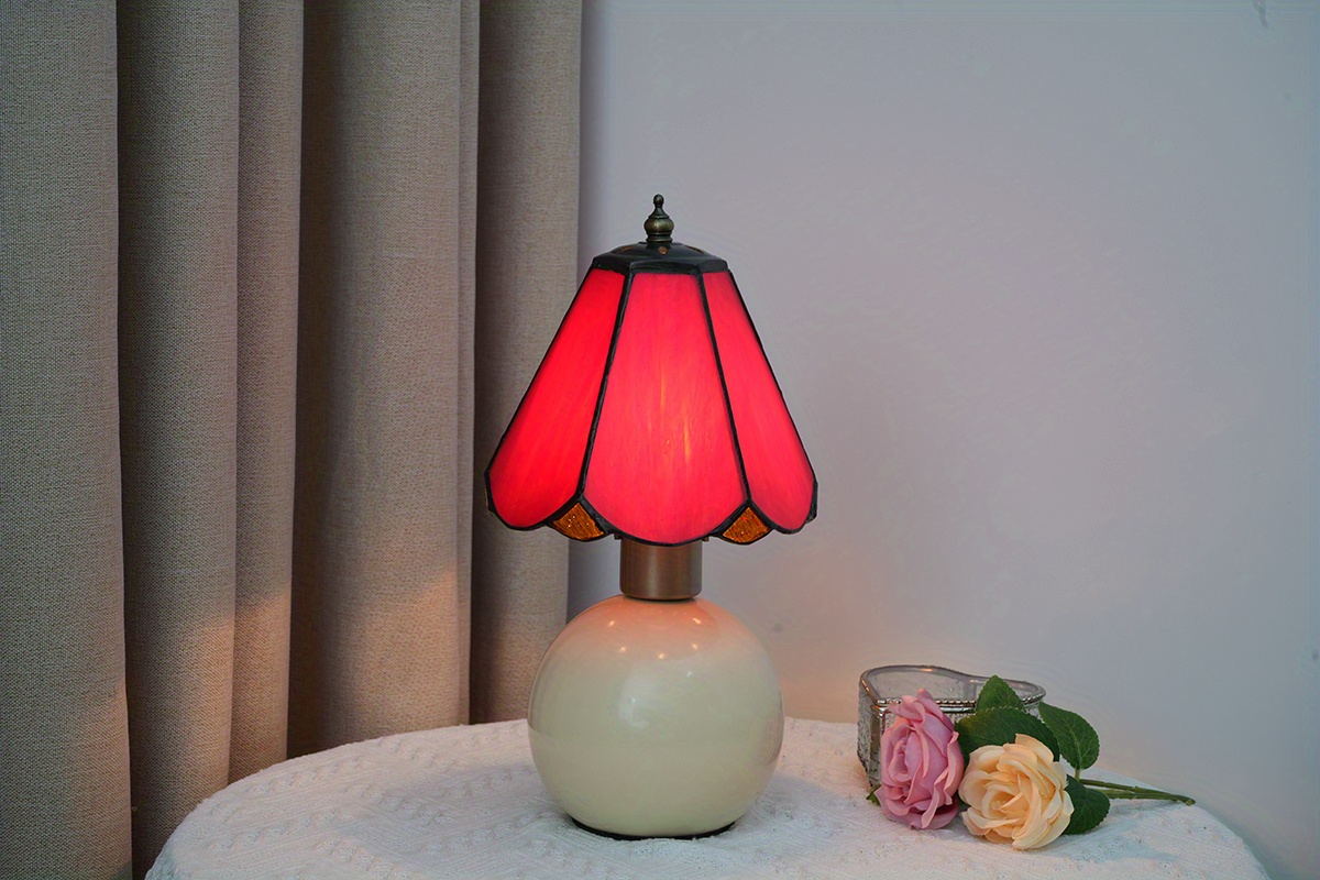 Glass Table Lamp Stained Glass Lampshade Ceramic Base - Temu