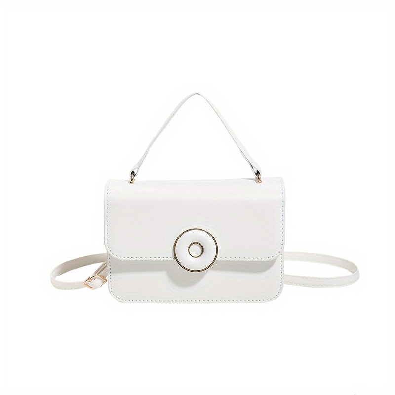 Retro Minimalist Round Lock Bag Solid Color Square Shoulder Bag All Match  Top Handle Bag - Bags & Luggage - Temu