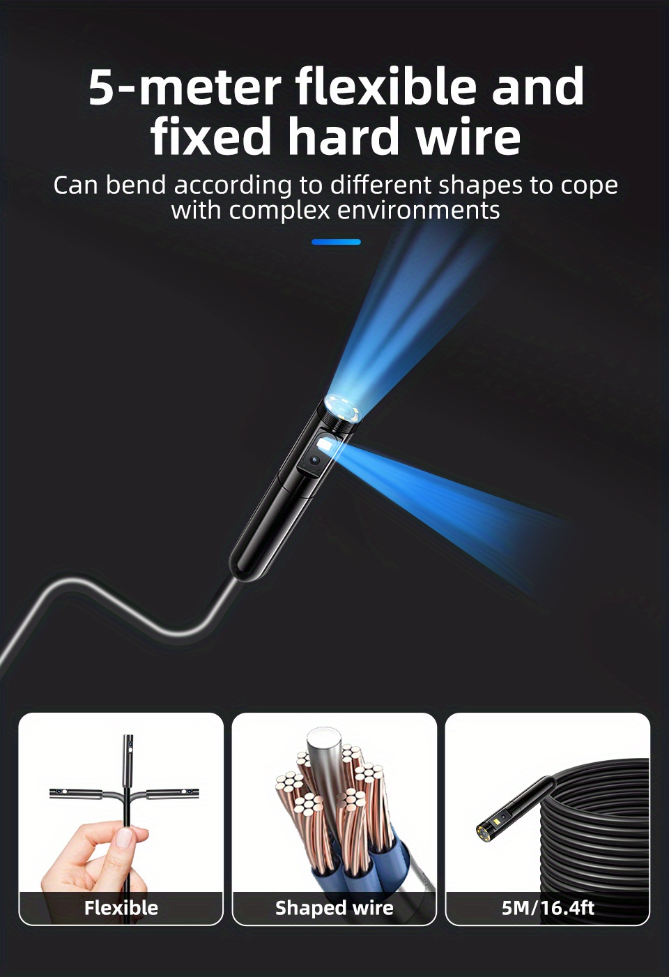 Endoscope Borescope Dual Cameras Light Waterproof Borescope - Temu