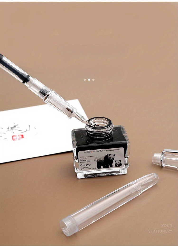 1pc Calligraphy Fountain Pen Small Curved Tip Fountain Pen Transparent