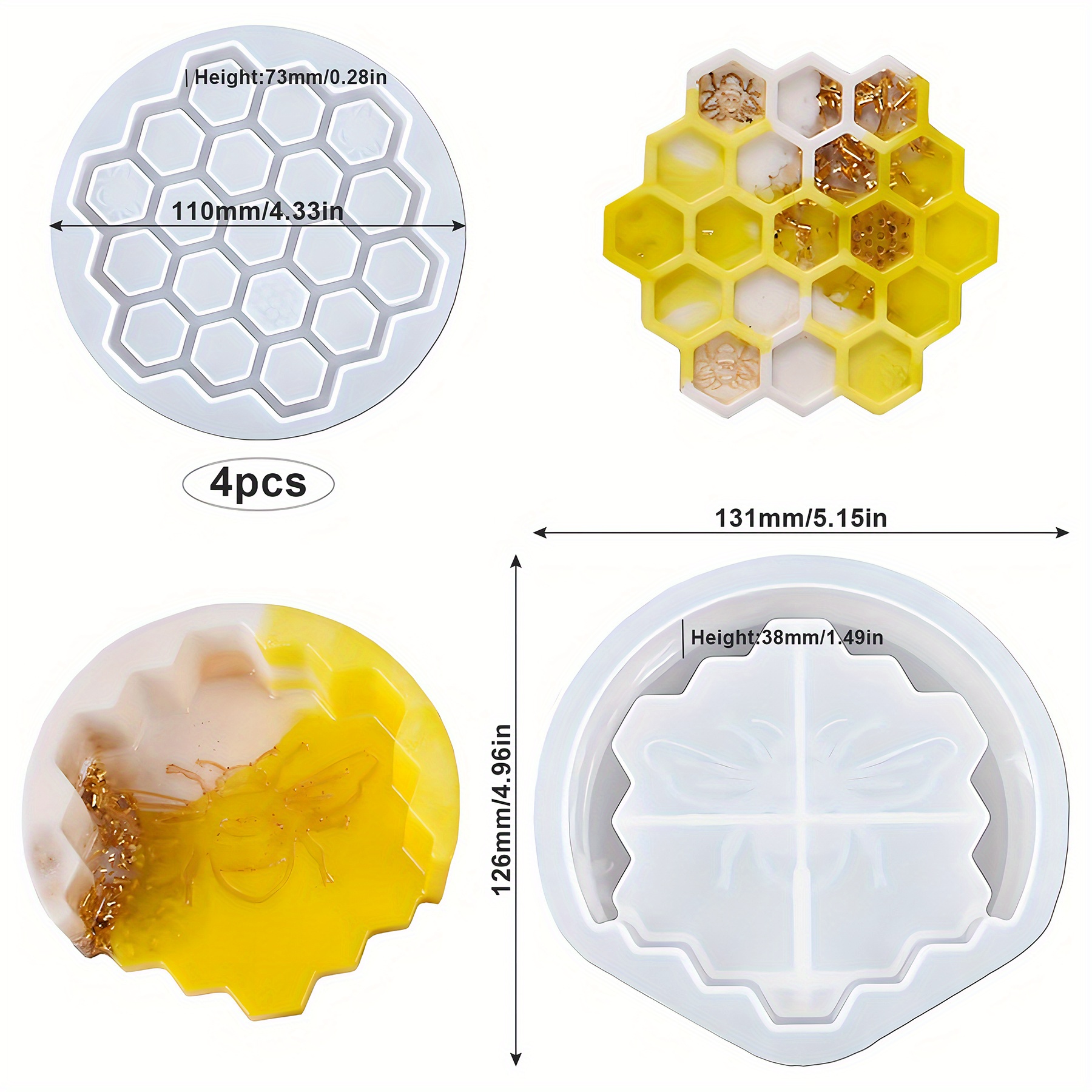 Honeycomb Coaster Resin Molds Set Coaster Silicone Molds For - Temu