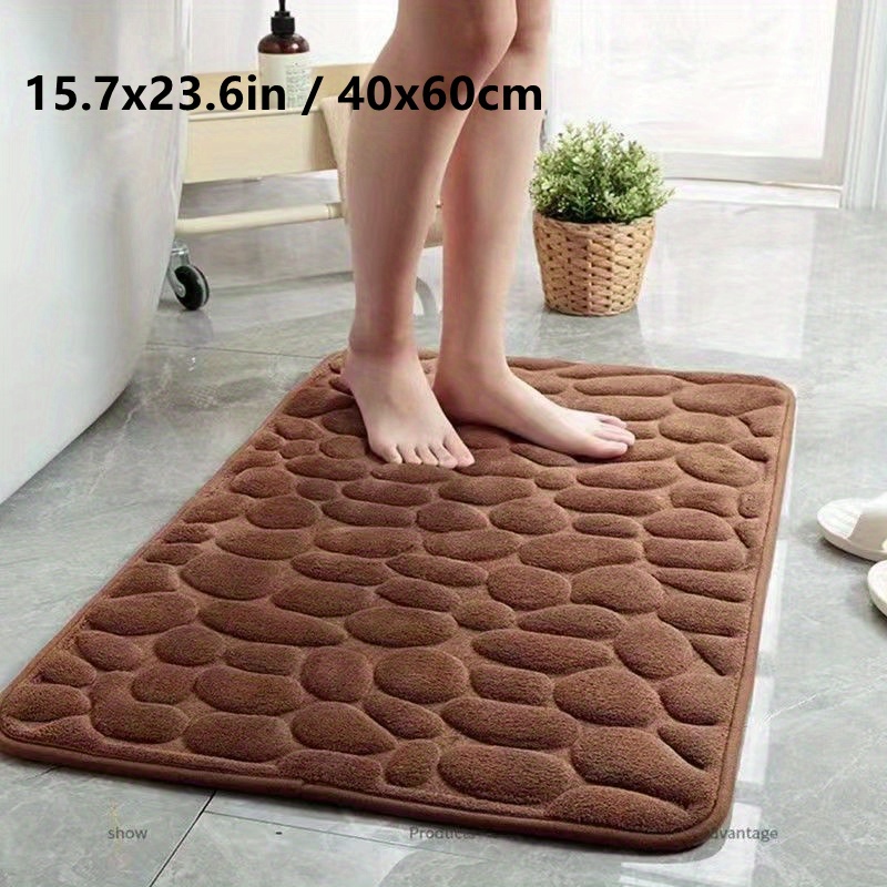 Cobblestone Embossed Bathroom Bath Mat Memory Foam Rapid - Temu Italy