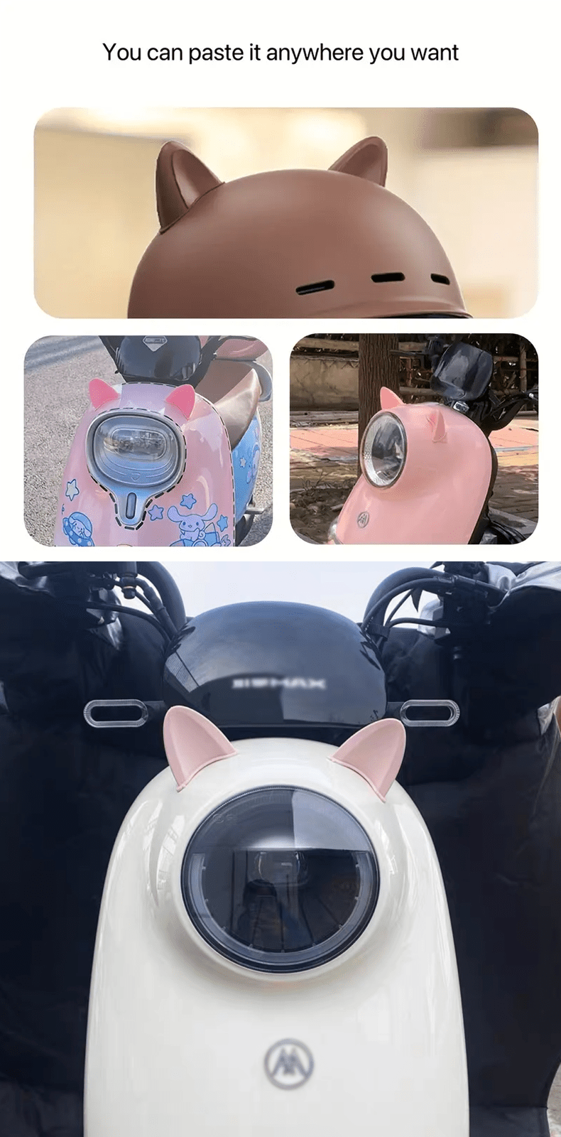 2pcs Cat Ears Helmet Small Fan Cute Decoration Motorcycle Electric ...