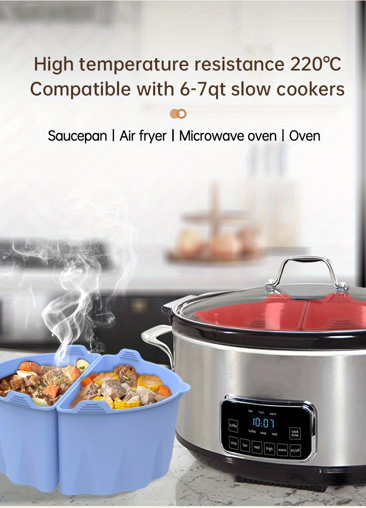 1 Silicone Slow Cooker Divider Liners For 6qt 7qt 8qt Oval - Temu