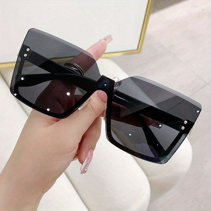 Square Rimless Sunglasses Gradient UV400 Sun Shades for Summer Travel
