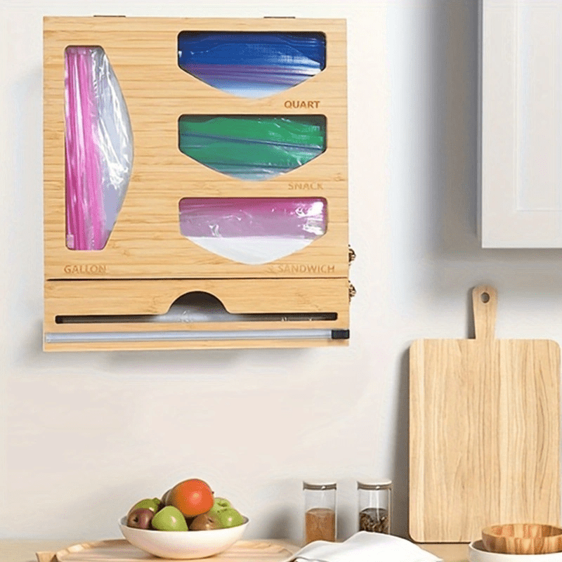 Ziplock Bag Organizer, Pantry Storage Bag Organizer For Kitchen Drawer,  Natural Bamboo Organizer Compatible, Solimo, Glad, Hefty For Gallon, Quart,  Sandwich, And Snack Variety Size Bag, Kitchen Accessories - Temu