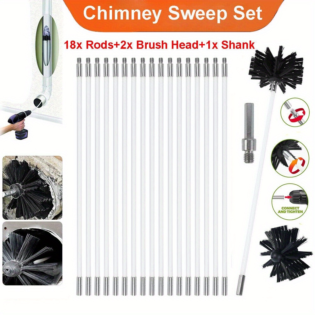 Flexible Liner Power Sweeping Kit with Manual Chimney Brush