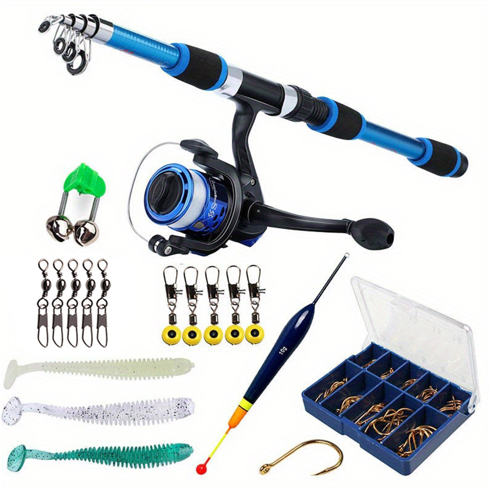 Children Lure Set Outdoor Portable Telescopic Fishing Rod Spinning Reel  Lure Baits Hooks Fishing Tackle Kit 1.3m 