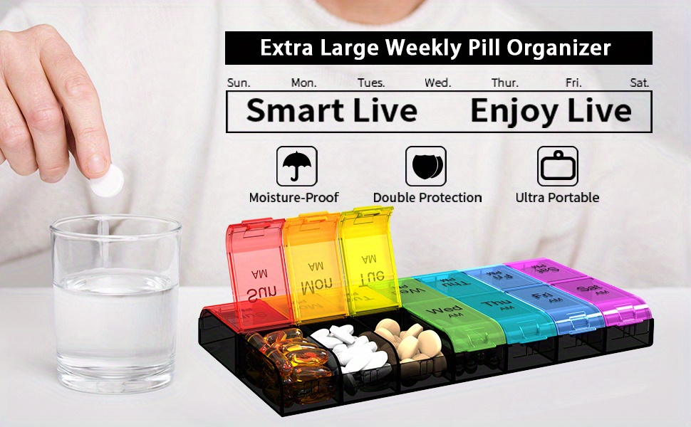 1 Organizer Settimanale Pillole Extra Large 7 Giorni Am/pm - Temu  Switzerland