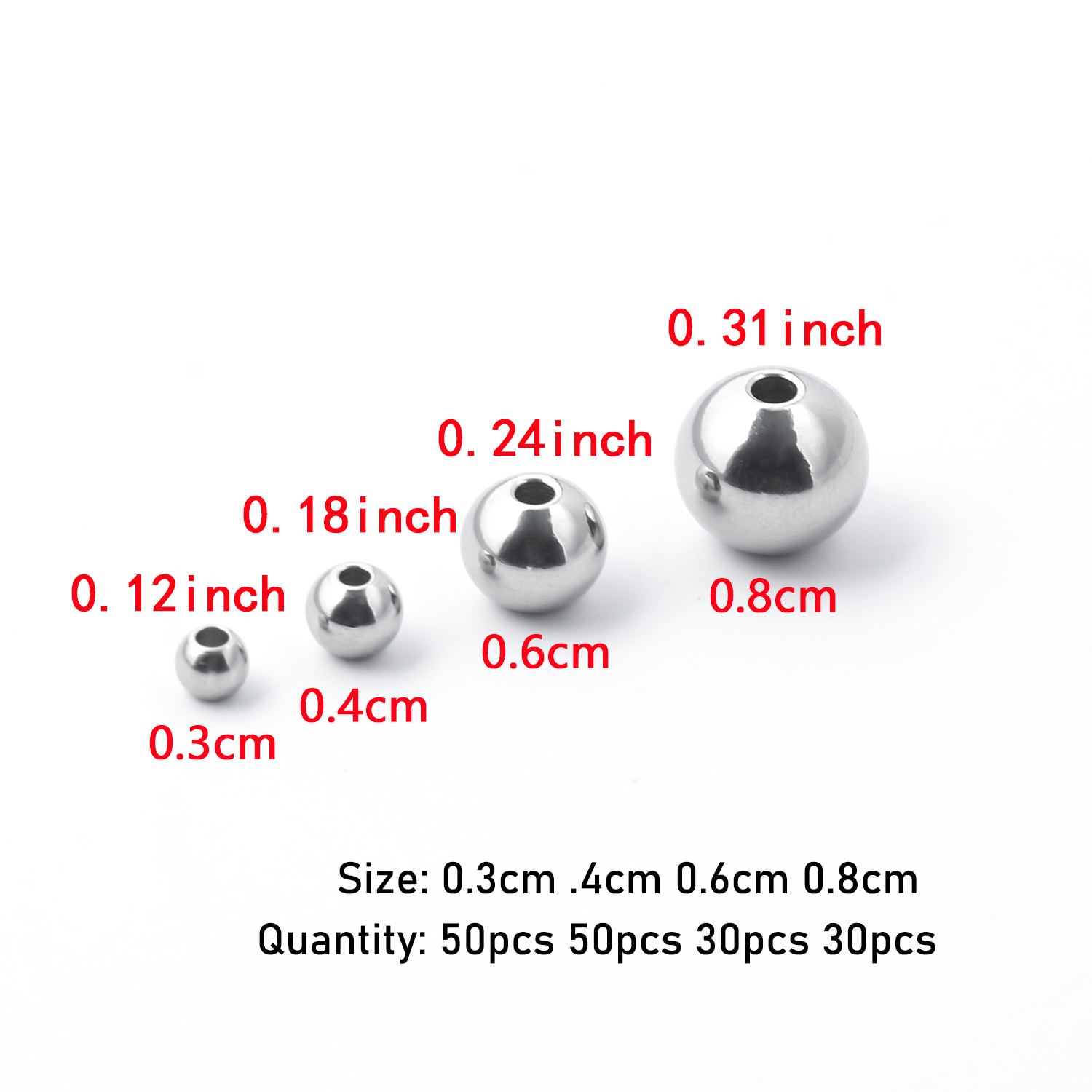 5/6/8mm Stainless Steel Spacer Beads Round Loose Spacers Bracelet