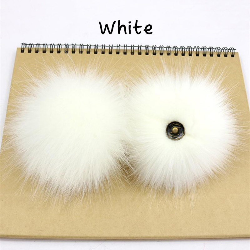 Fluffy Faux Fur Ball with Snap Button for DIY Hat Clothes Accessories