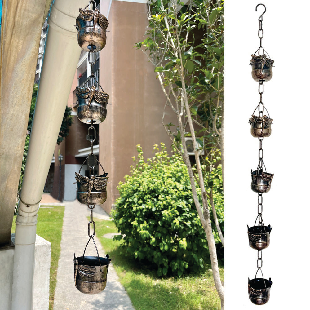Dragonfly Rain Chain Gutters Downspouts Outdoor Rain Catcher Temu
