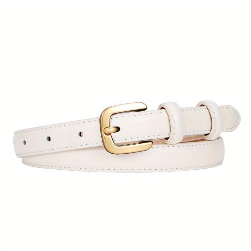 Narrow belt with studs - White/Gold-coloured - Ladies