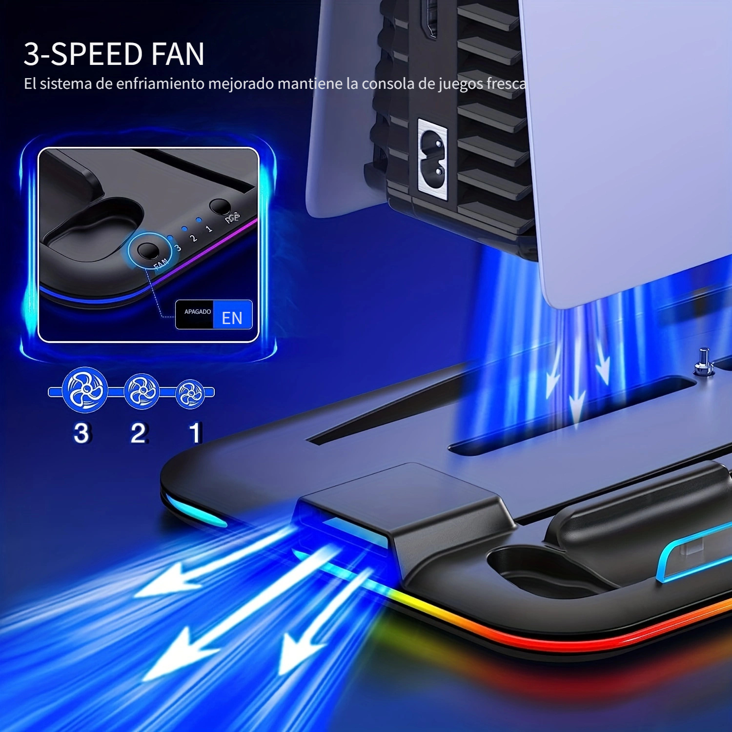 soporte para la consolas PS5 con iluminación + 2 soportes de control