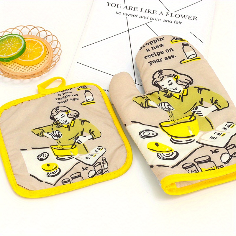 Oven Mit  Thickening Heat Resistant Cotton Oven Mitts with Cute