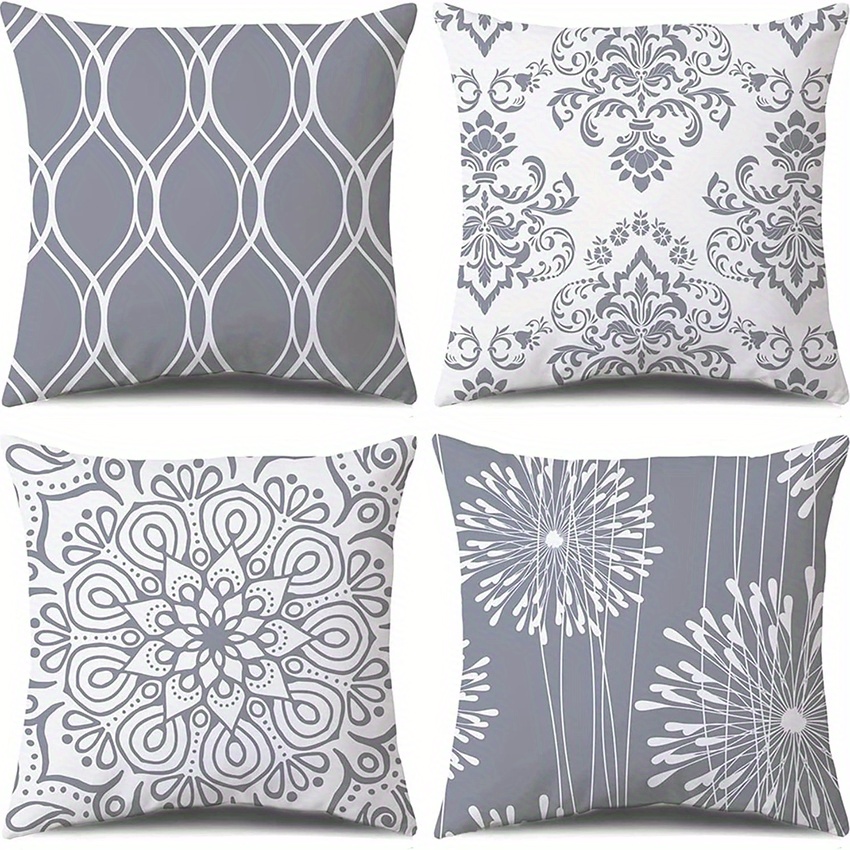  Modern Homes Grey 100% Cotton Decorative Throw Pillow Covers  Cushion Cases 16 x 16 inch (Gray, Set of 6) : Home & Kitchen
