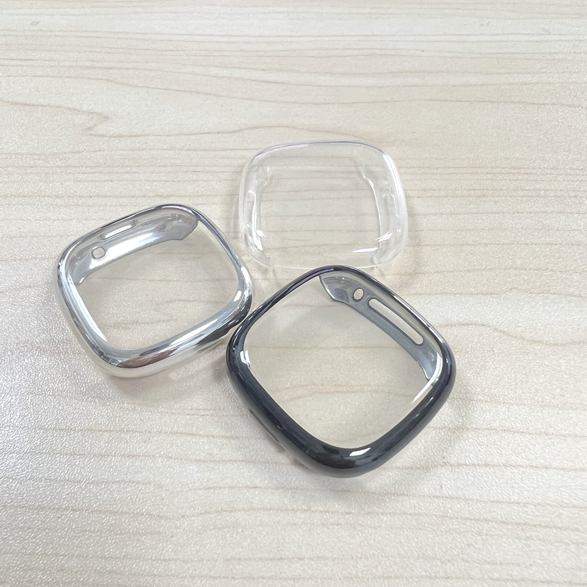 Image of 3pack Tpu Soft Shell Case With Vacuum Electroplating For Full Of For Fitbit Versa 2, Versa 3, And Versa 4
