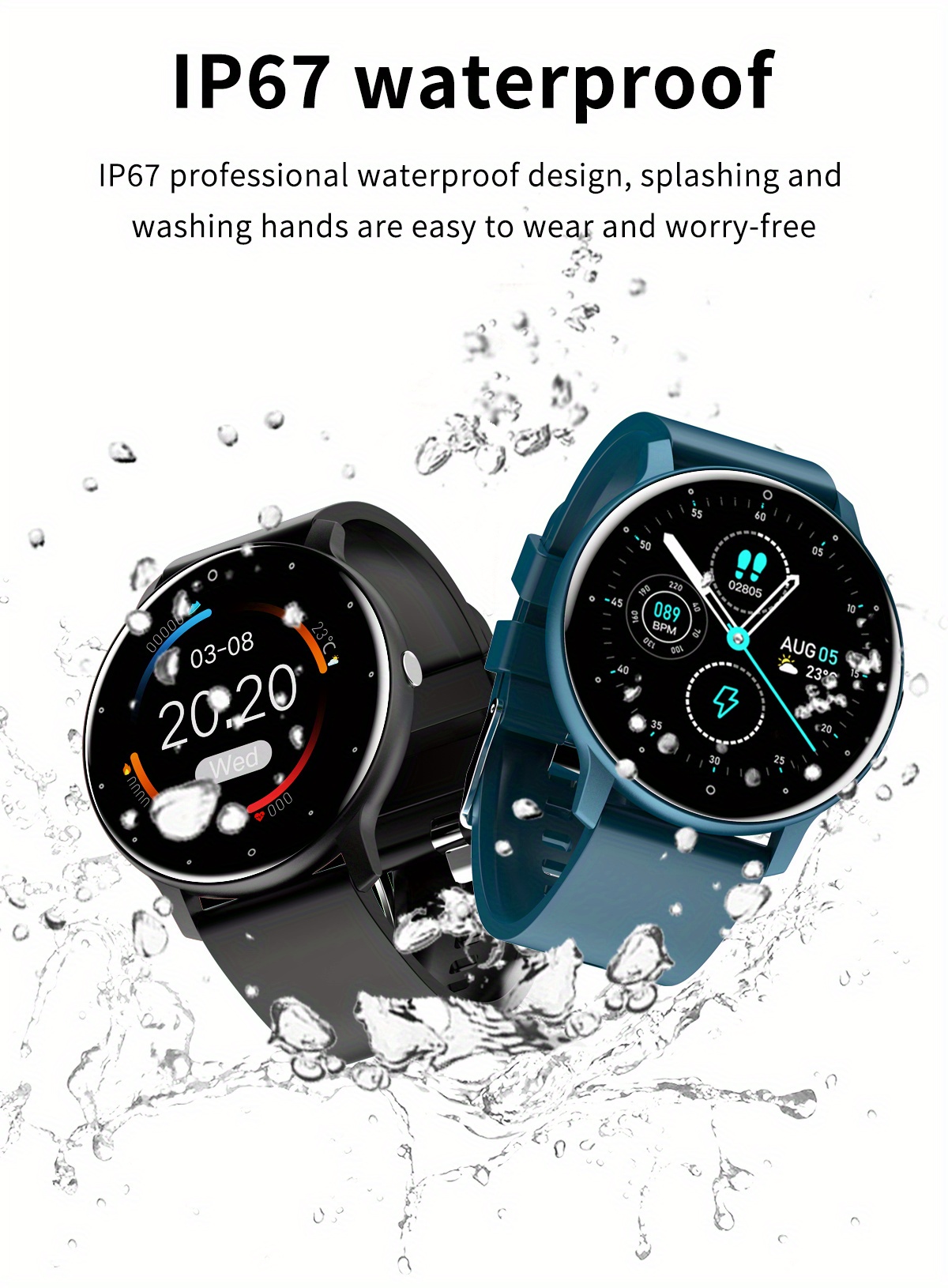 fashion smart watch with silicone band full touch screen waterproof sports fitness watch details 9