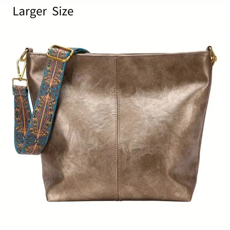 Geometric Strap Hobo Bag, Large Capacity Crossbody Bag, Women's