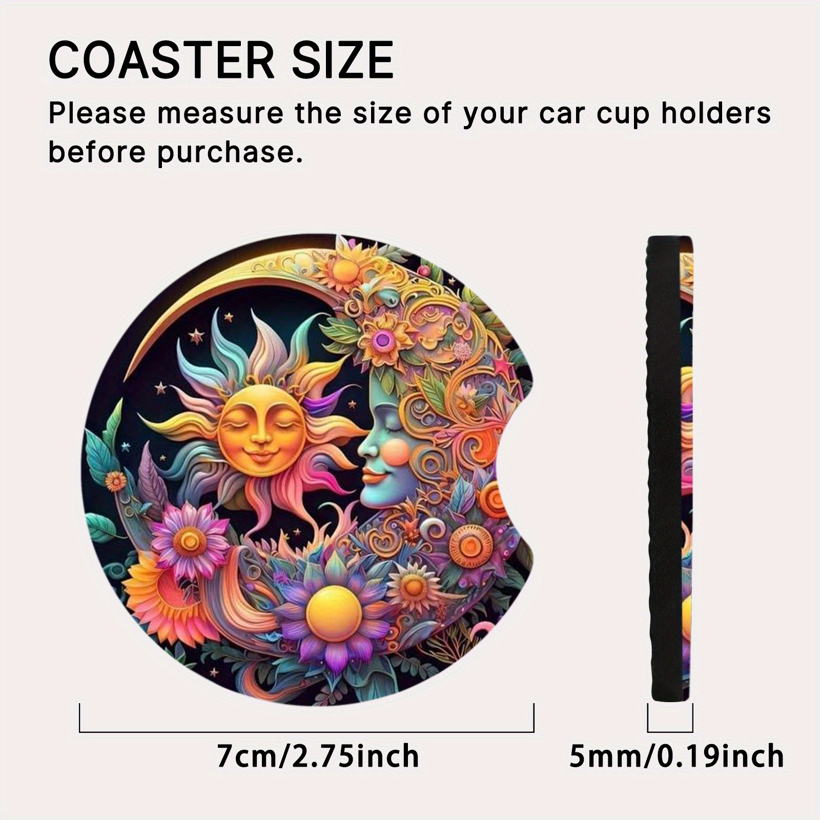 Color Sun Moon Foam Coaster Absorbent Car Drink Use Coaster Temu