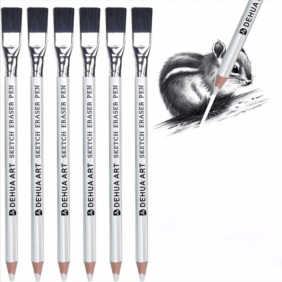 6PCS Artist Eraser Pencils Sketch Pencil Eraser Drawing Pen-Style Erasers  Ideal for Artist Beginners Home