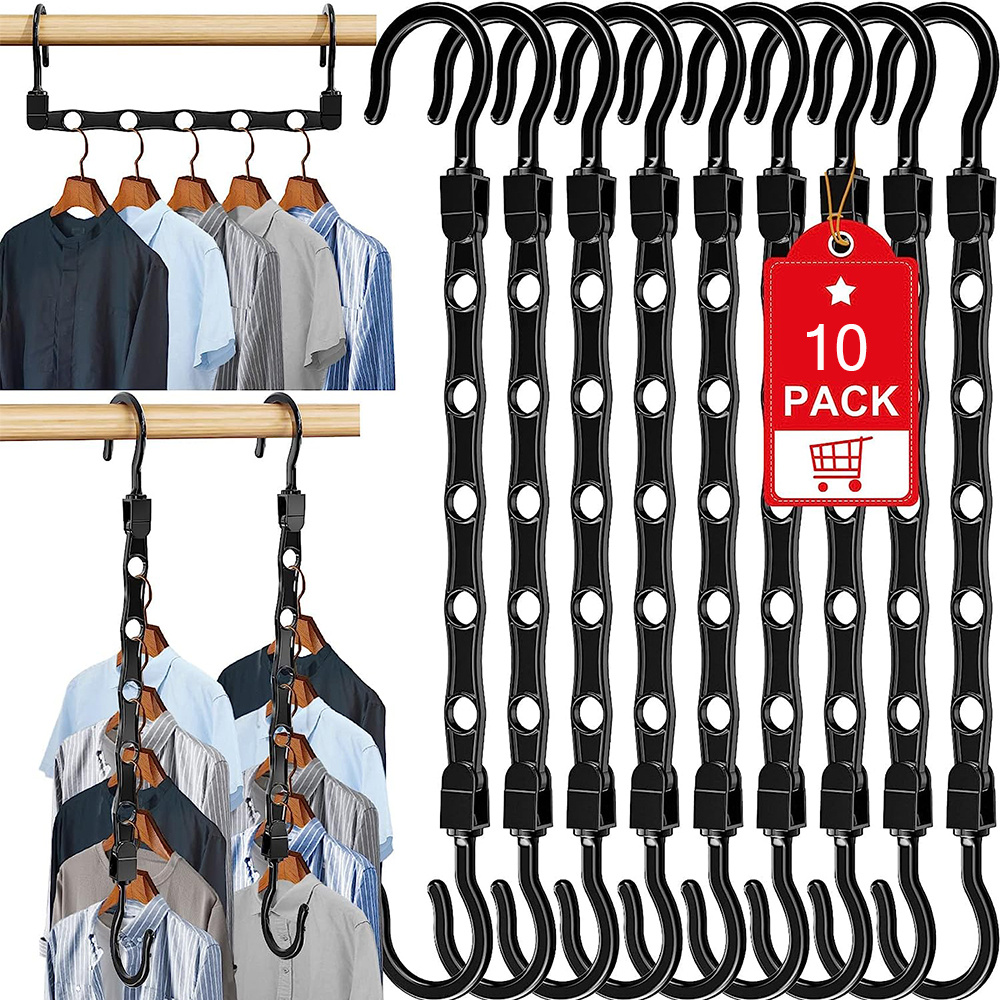 Magic Space Saving Hangers, 5 Holes Sturdy Plastic Hanger Clothes Organizer,  Closet Organizers & Storage, Space Saver Hangers Organization, College Dorm  Room Essentials (muticolor, Black And Grey) - Temu
