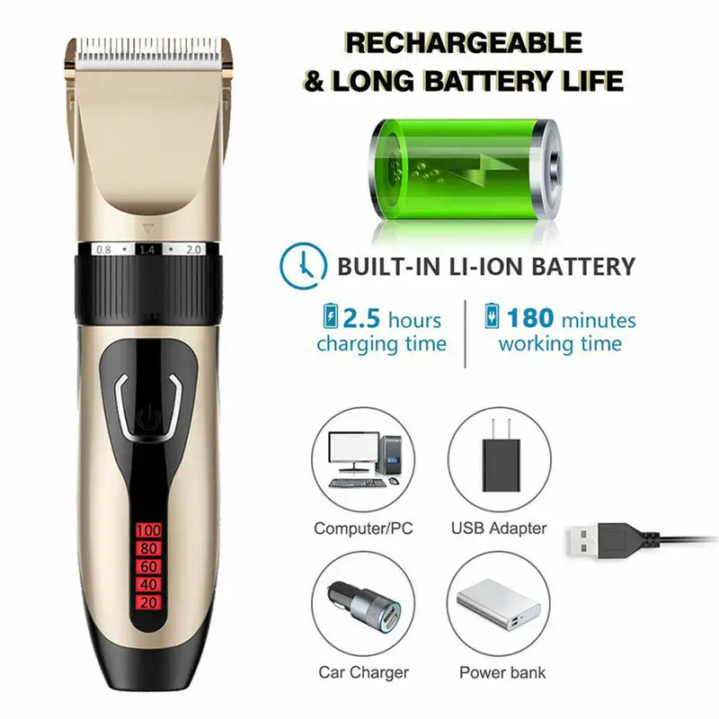 Electric Hair Clipper Professional Electric Hair Trimmer For Men Hair Cutting Machine Rechargeable Barber Hair Cutting Grooming Tools For Pets details 4