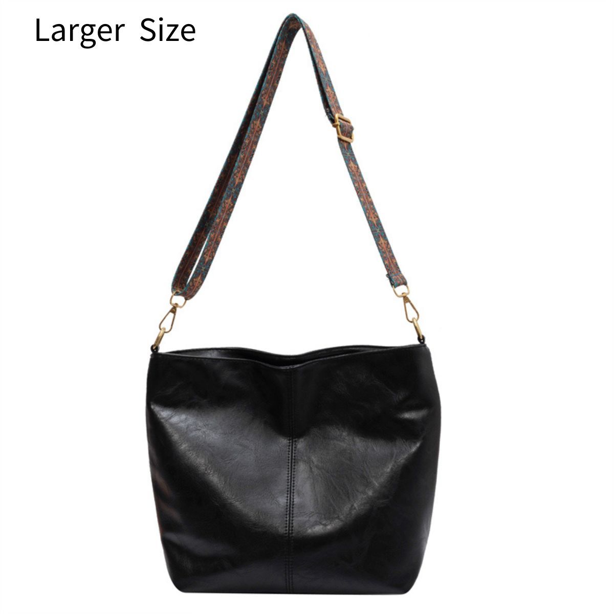 Geometric Strap Hobo Bag, Large Capacity Crossbody Bag, Women's Retro Style Shoulder Bag,Black,No Pattern,$8.49,Leather Handbag,Temu