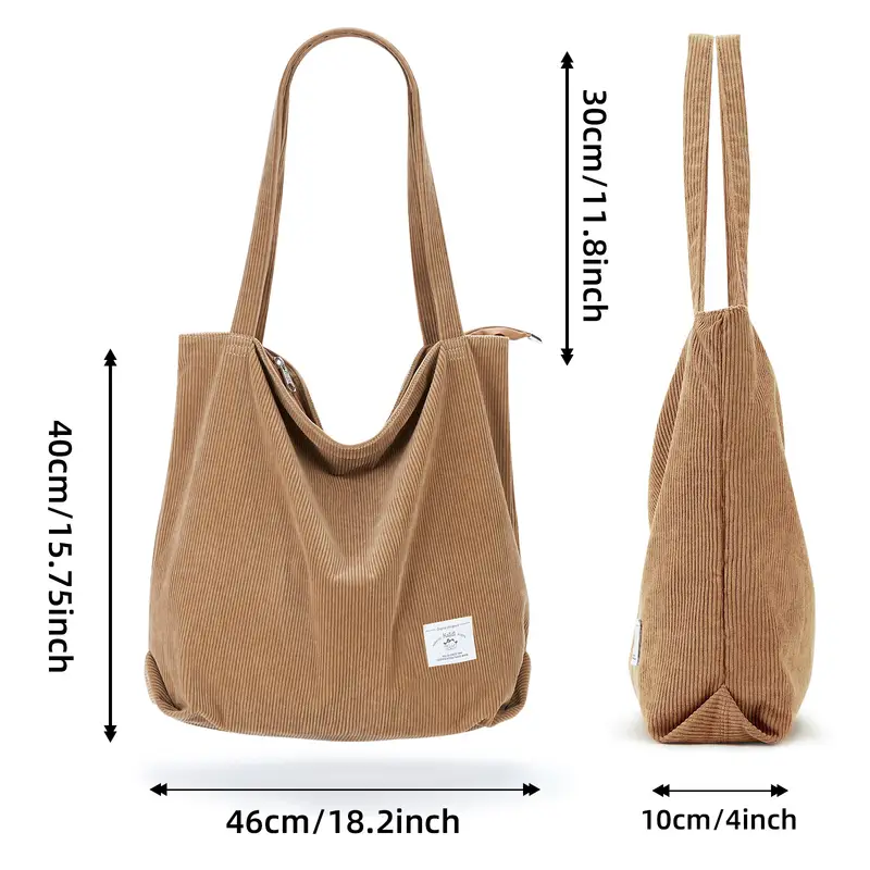 Corduroy Shoulder Bag, Minimalist Solid Color Tote Bag, All-match Storage  Handbag - Temu
