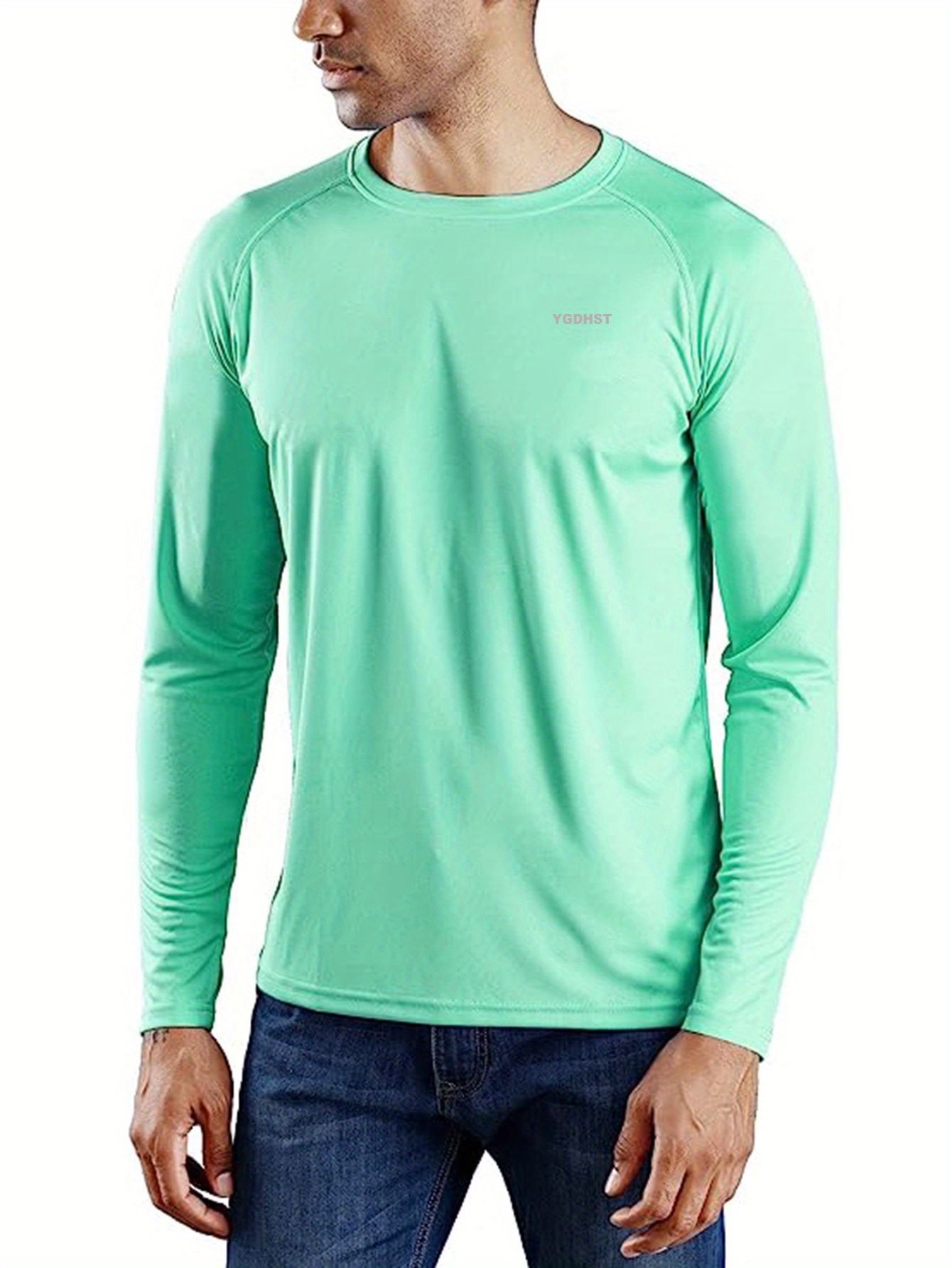 Haimont Mens UV Sun Protection Shirts Long Sleeve UPF 50+ Rash Guard Swim  Fishing Running T-Shirt Quick Dry Lightweight Olive Green