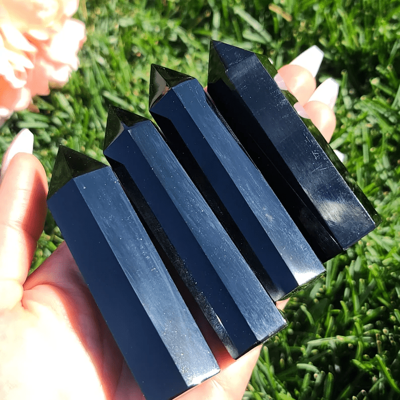 Black Obsidian Crystal Tower Pillar - Cosmic Serenity Shop