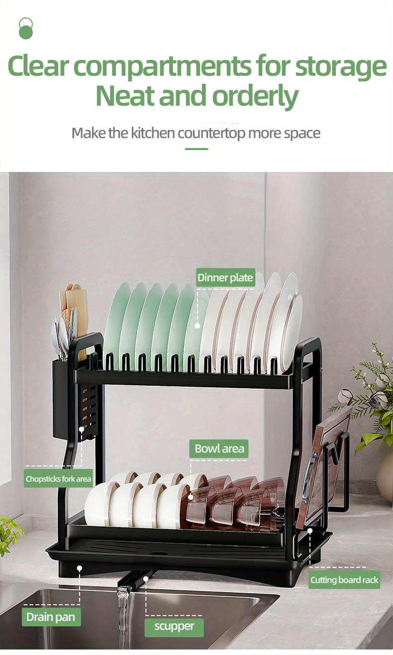 R shaped Kitchen Dish Storage And Draining Rack With - Temu