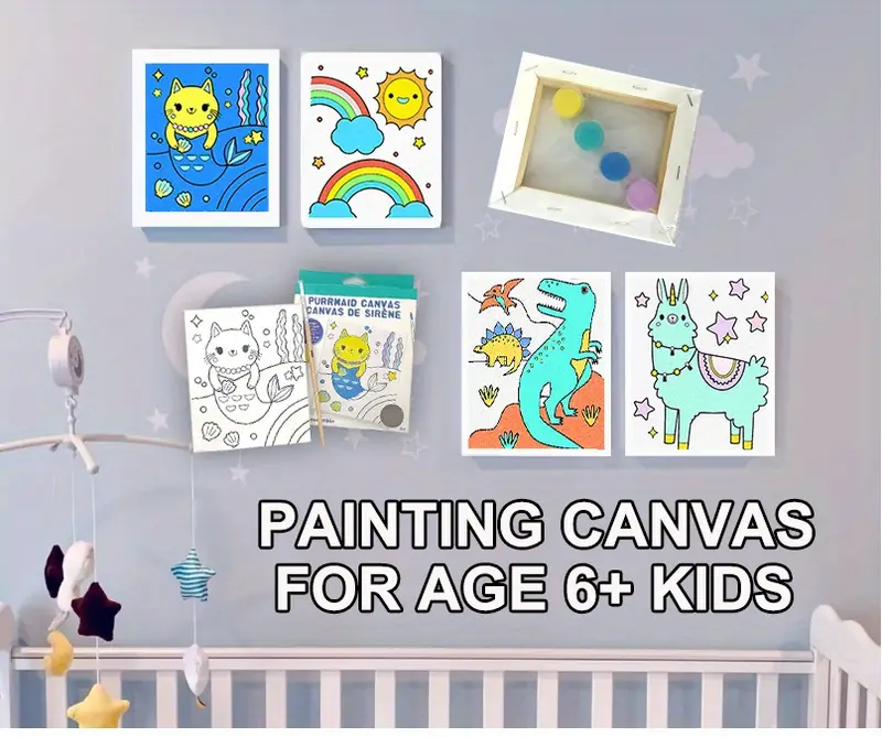 Diy Protable Paint Canvas Set For Age 6+ Students 5x6 Canvas - Temu  Australia