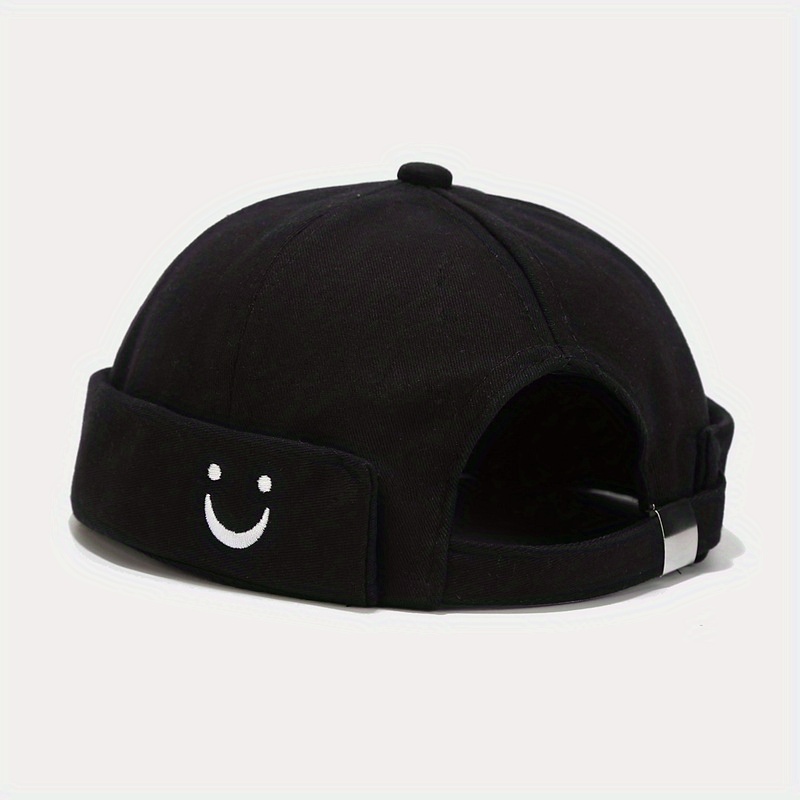 Brimless Hat With Face Embroidery - Street Style, Hip Hop Fashion Cap In Multiple Colors